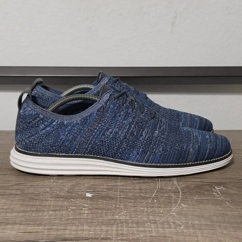 Cole Haan 2.Zerogrand Stitchlite Men's Wingtip Knit Oxford Shoes Size 11 Blue